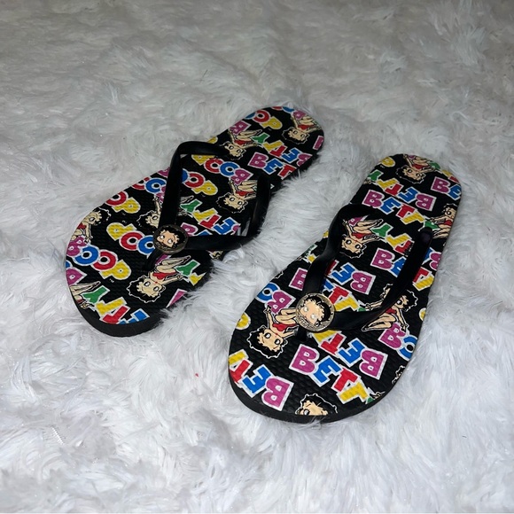 Betty Boop Thong Sandals Colorful Cartoon Flip Flops size 9 - Picture 1 of 4